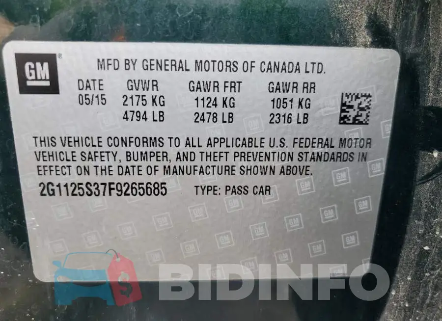 2G1125S37F9265685 Photo# 13