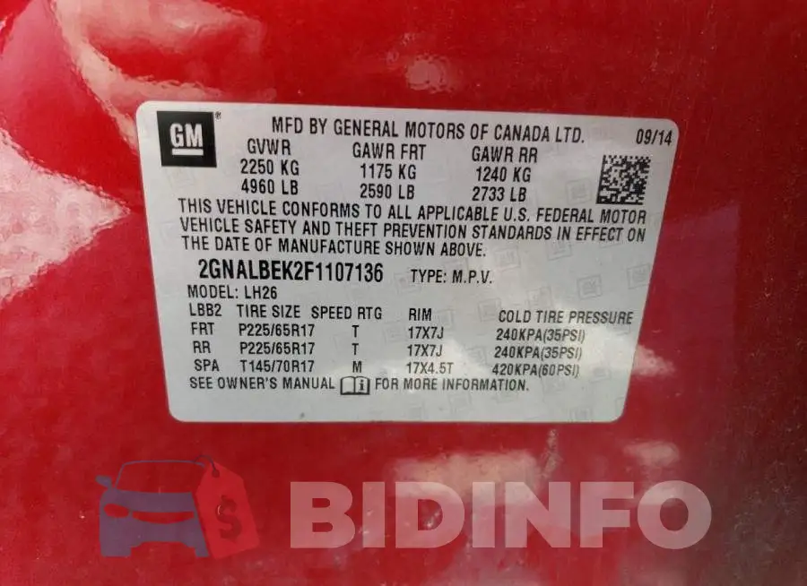 2GNALBEK2F1107136 Photo# 13