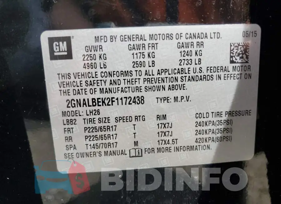 2GNALBEK2F1172438 Photo# 13