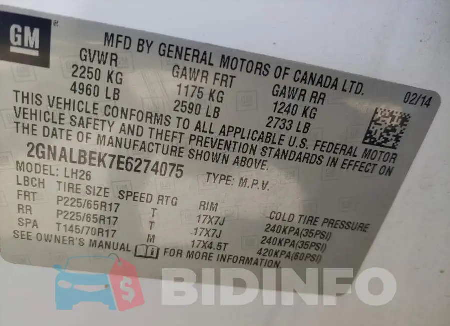 2GNALBEK7E6274075 Photo# 10