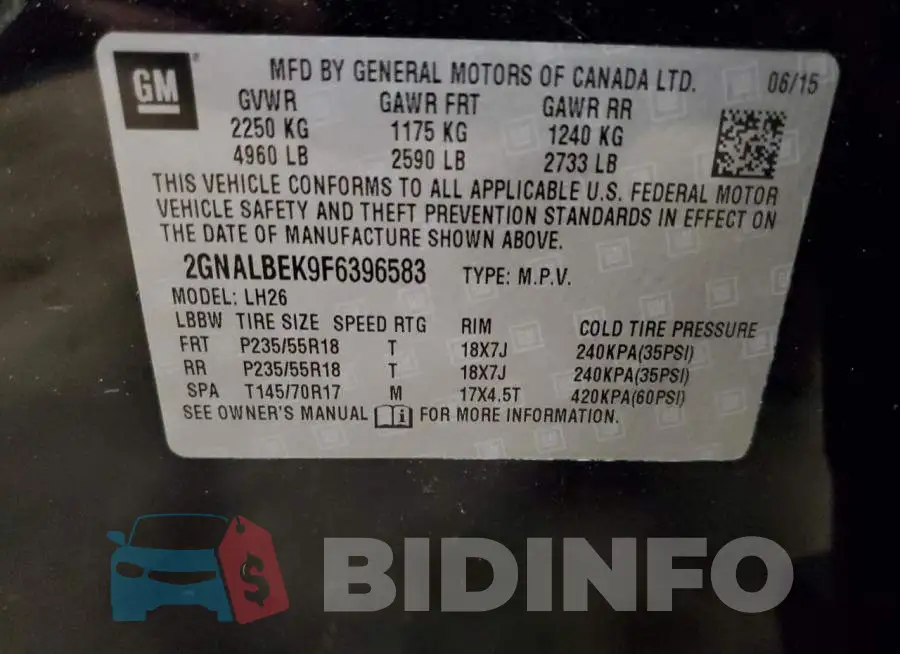 2GNALBEK9F6396583 Photo# 13