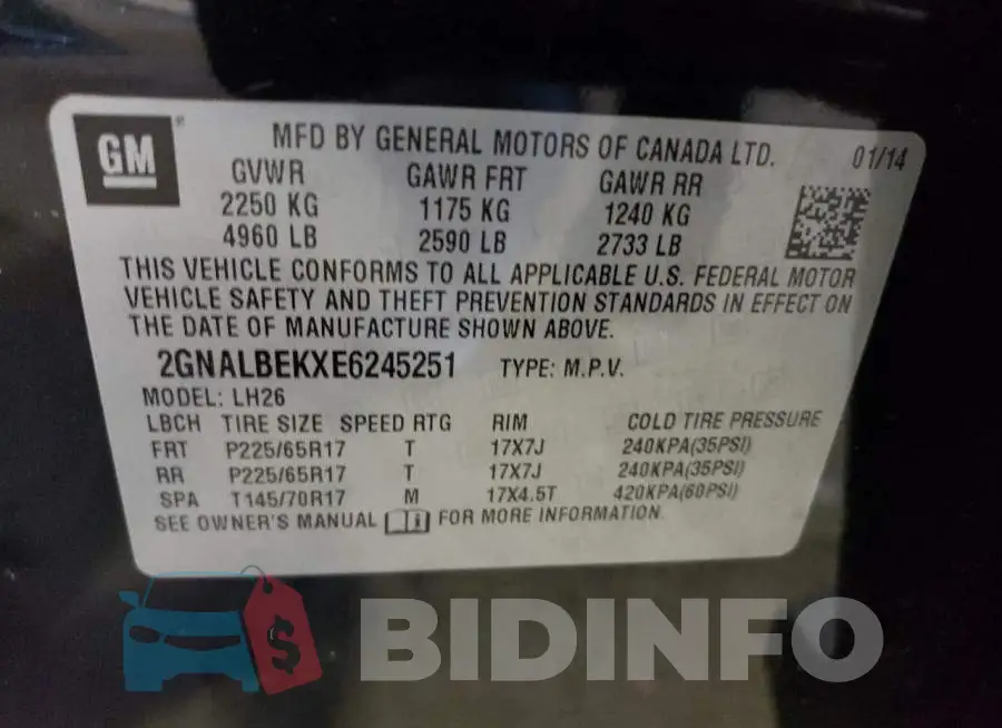 2GNALBEKXE6245251 Photo# 13