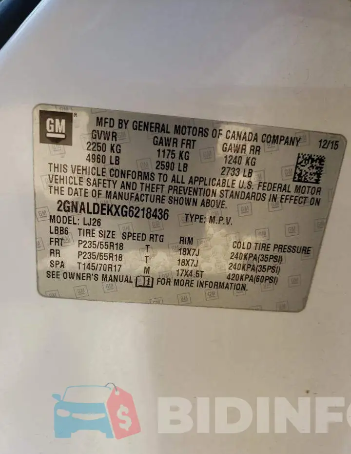 2GNALDEKXG6218436 Photo# 13