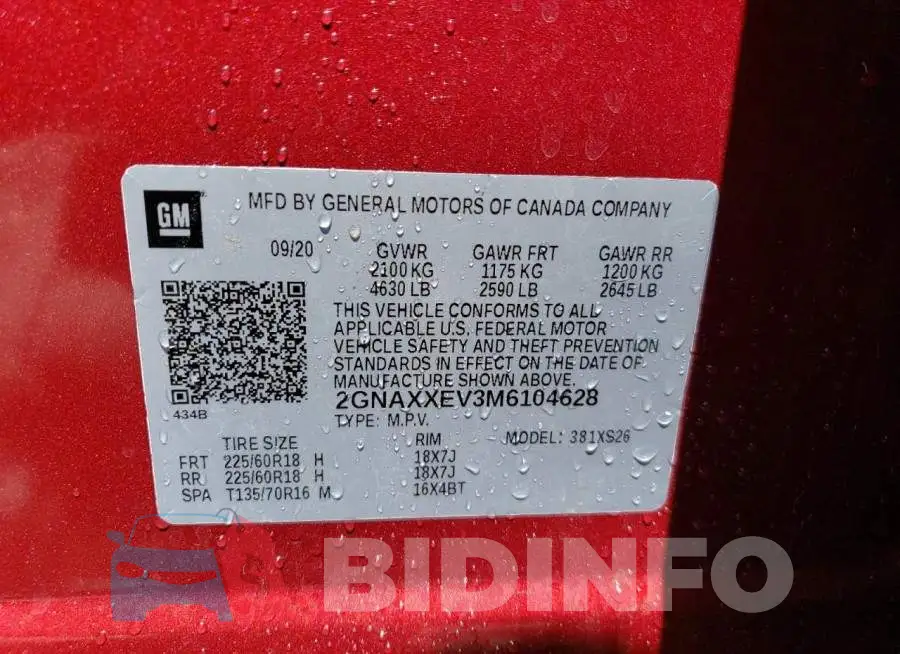 2GNAXXEV3M6104628 Photo# 14
