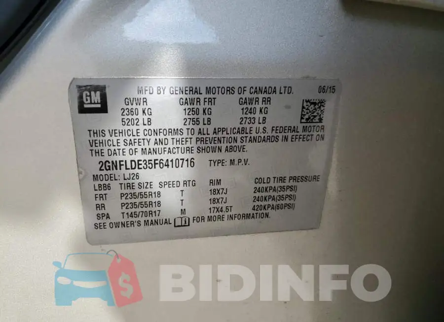 2GNFLDE35F6410716 Photo# 13