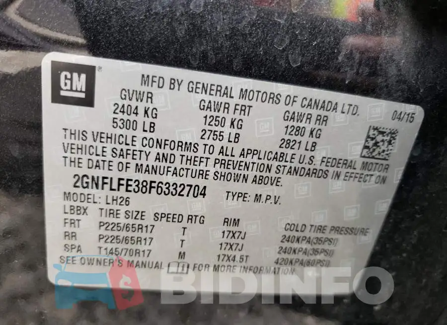 2GNFLFE38F6332704 Photo# 13
