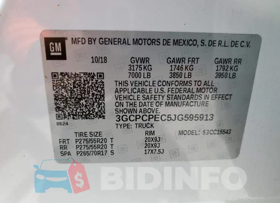 3GCPCPEC5JG595913 Photo# 12