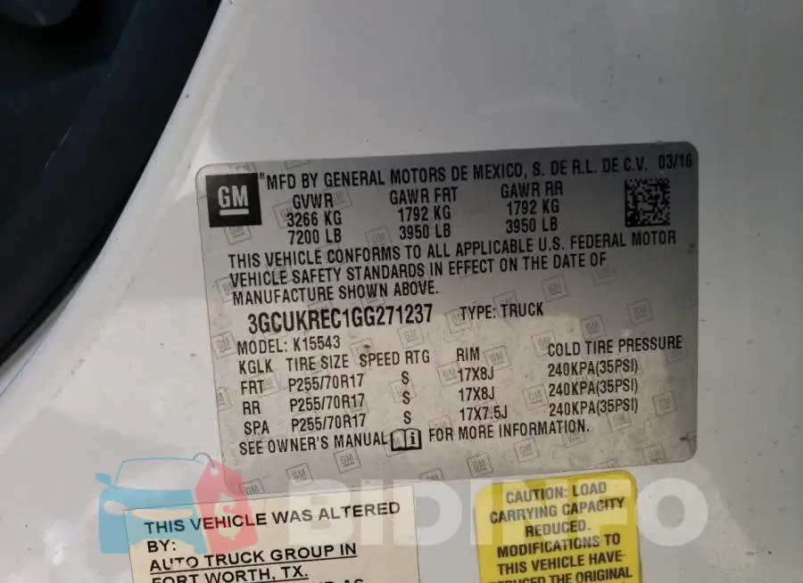 3GCUKREC1GG271237 Photo# 12
