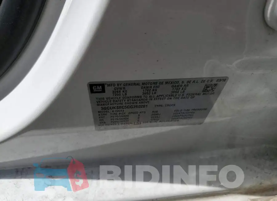 3GCUKSEC5GG260281 Photo# 12