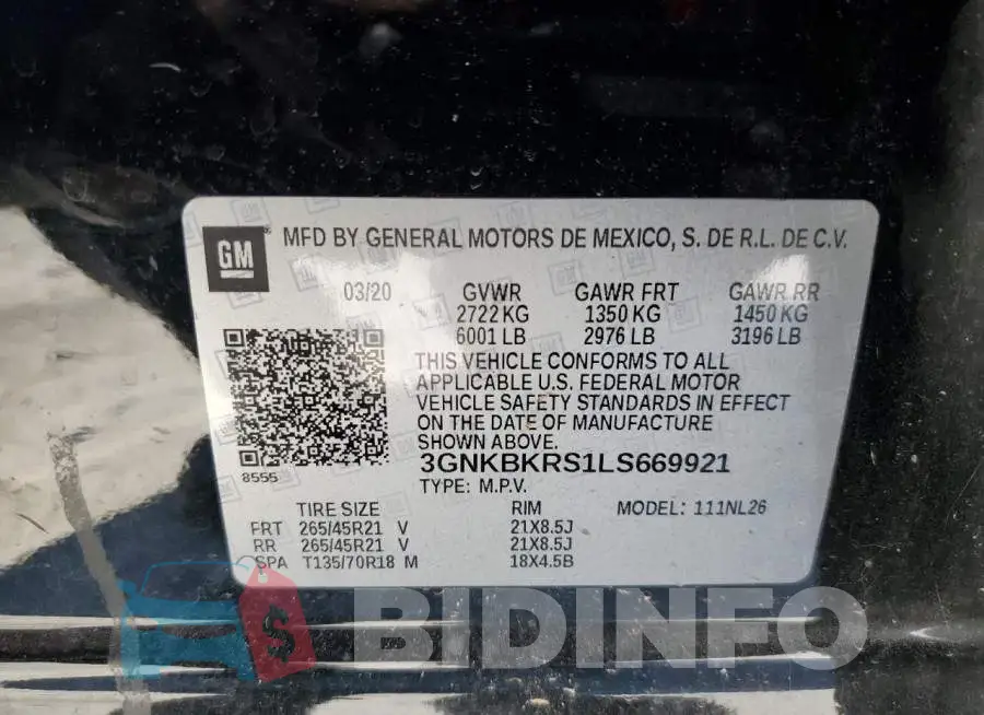 3GNKBKRS1LS669921 Photo# 13