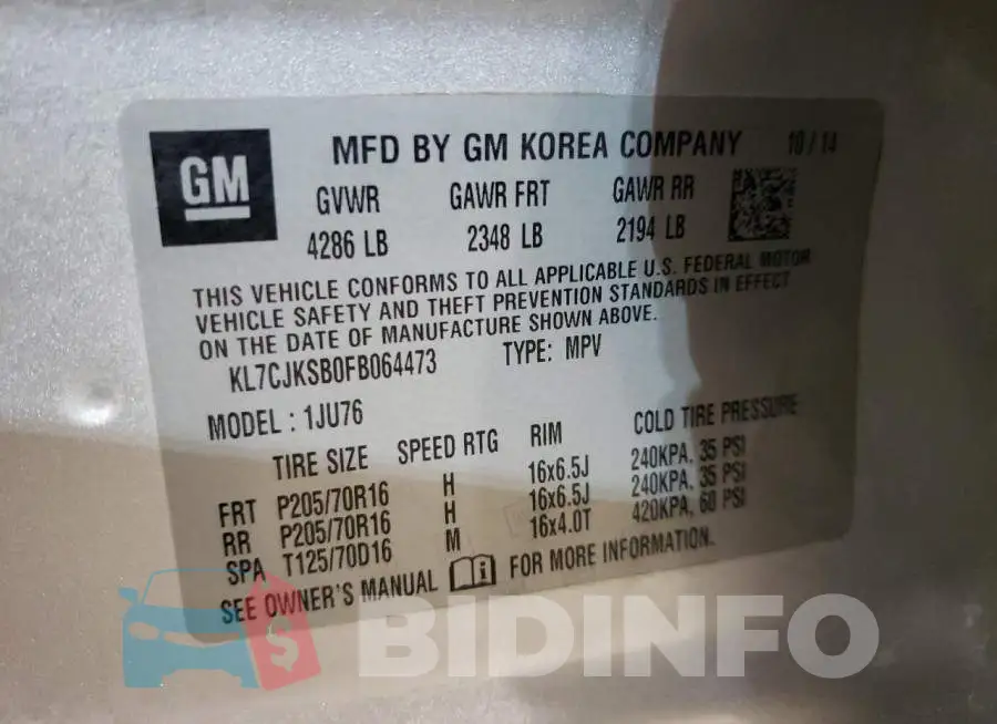 KL7CJKSB0FB064473 Photo# 12