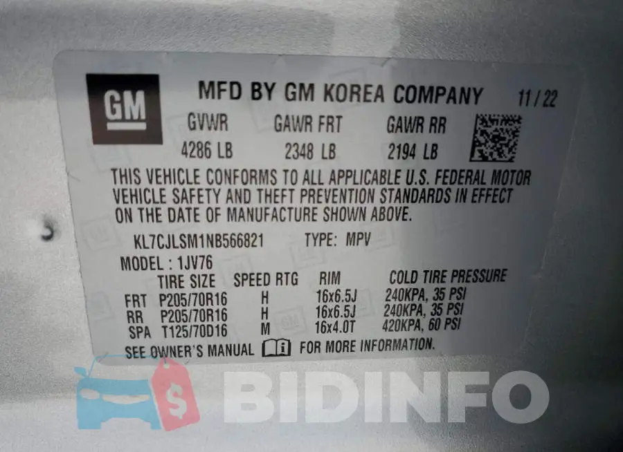 KL7CJLSM1NB566821 Photo# 13