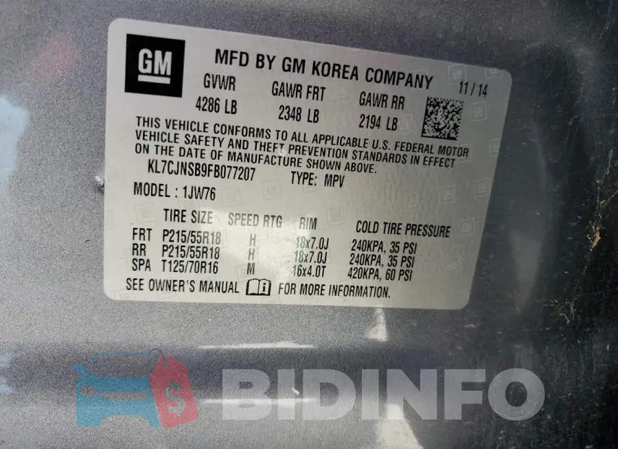 KL7CJNSB9FB077207 Photo# 12