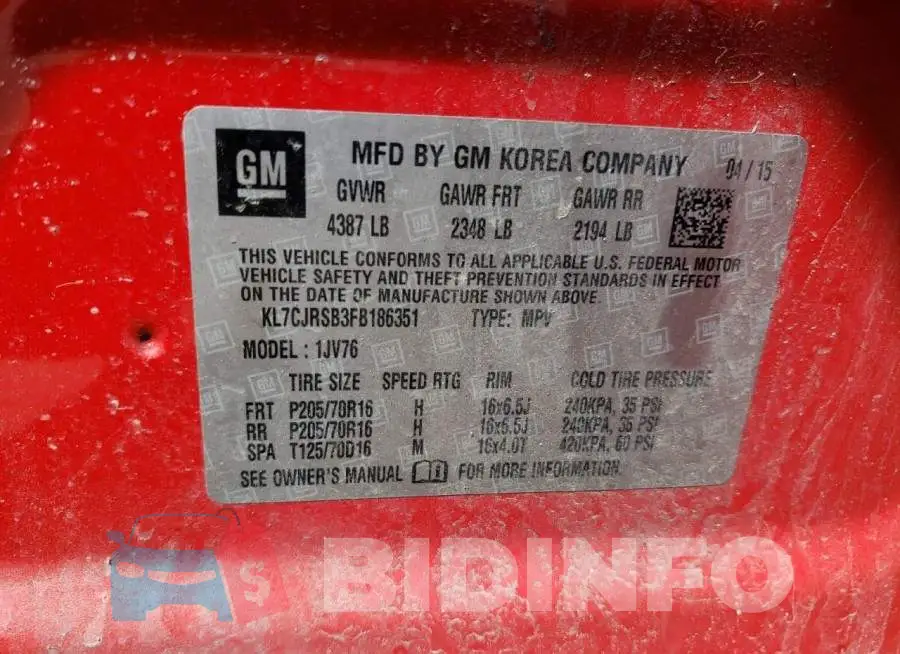 KL7CJRSB3FB186351 Photo# 13