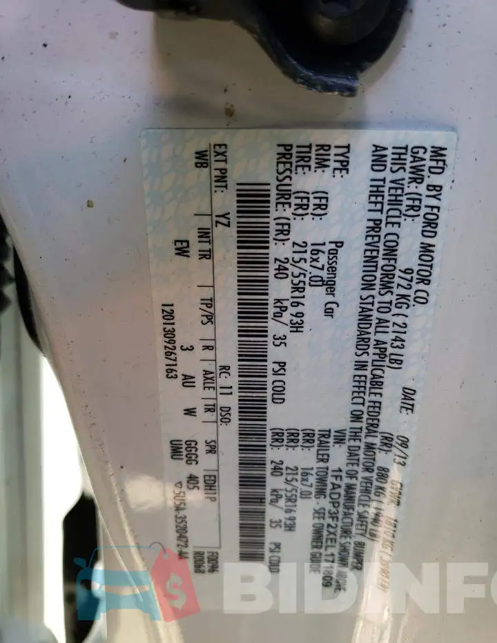1FADP3F2XEL171809 Photo# 12