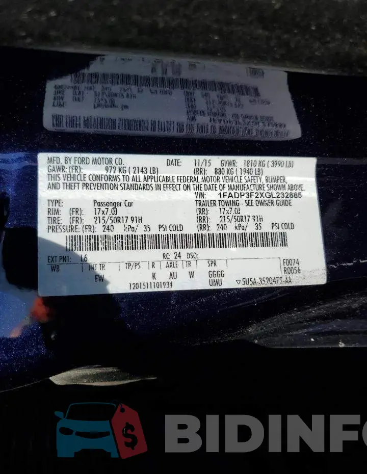 1FADP3F2XGL232885 Photo# 13