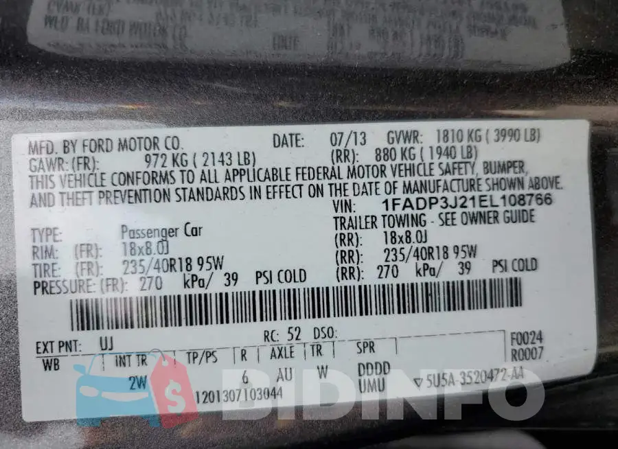 1FADP3J21EL108766 Photo# 12