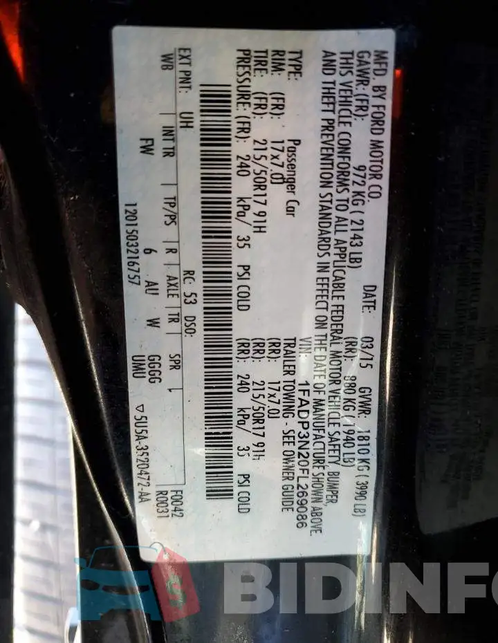 1FADP3N20FL269086 Photo# 13