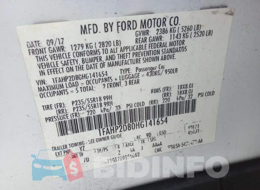 1FAHP2D80HG141654 Photo# 3