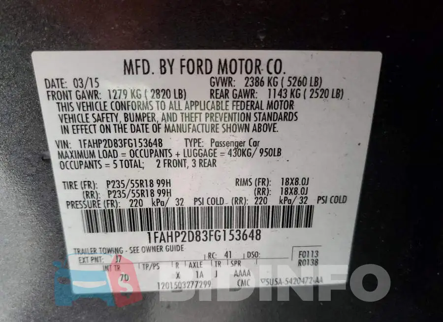 1FAHP2D83FG153648 Photo# 12