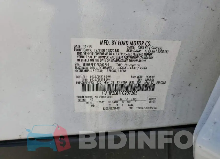 1FAHP2E81FG207205 Photo# 13
