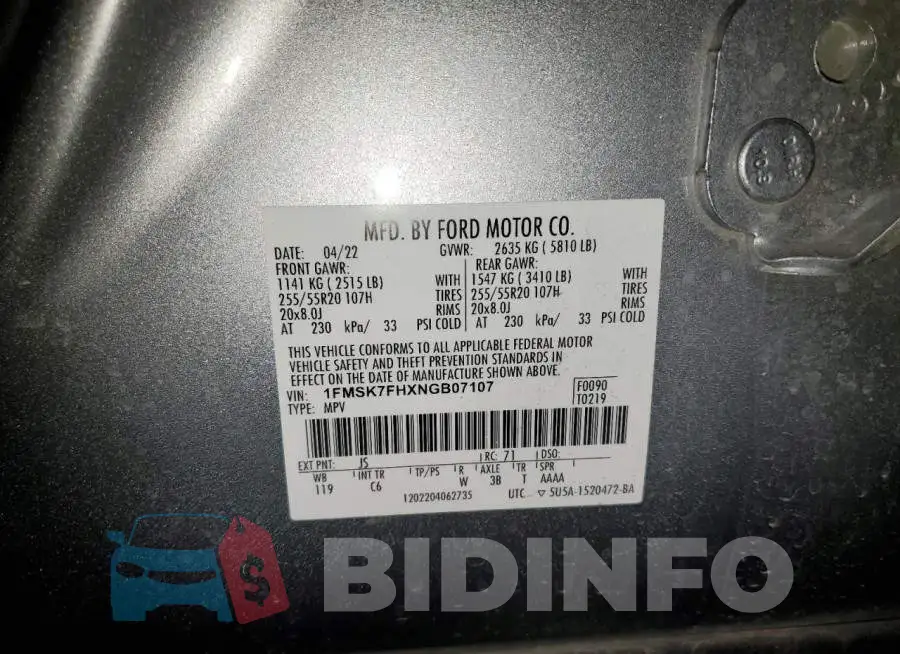 1FMSK7FHXNGB07107 Photo# 13