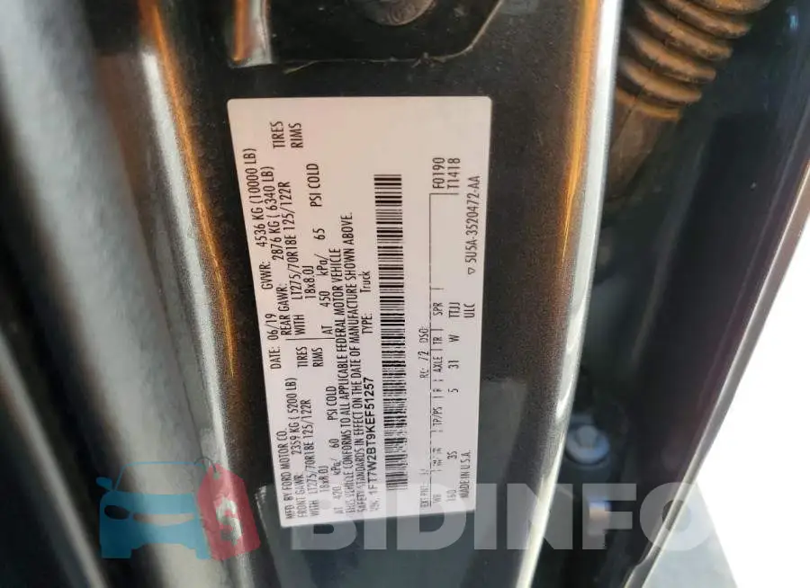 1FT7W2BT9KEF51257 Photo# 12
