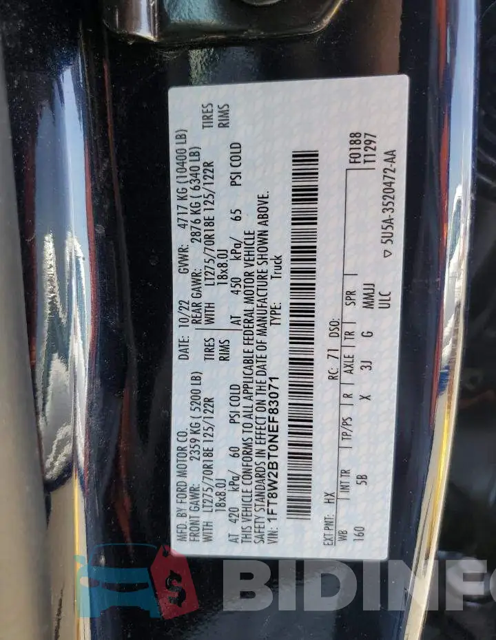 1FT8W2BT0NEF83071 Photo# 12