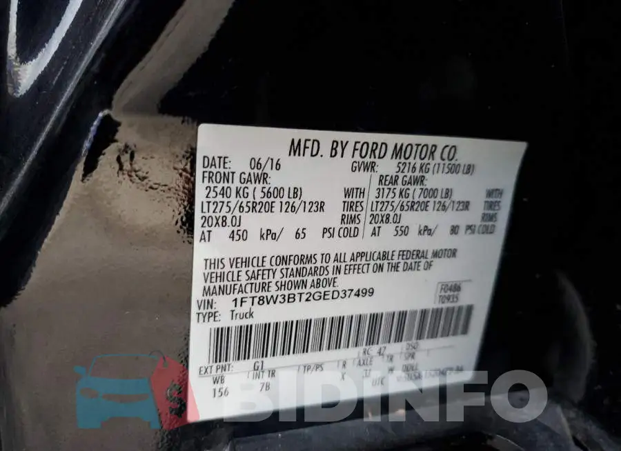 1FT8W3BT2GED37499 Photo# 13