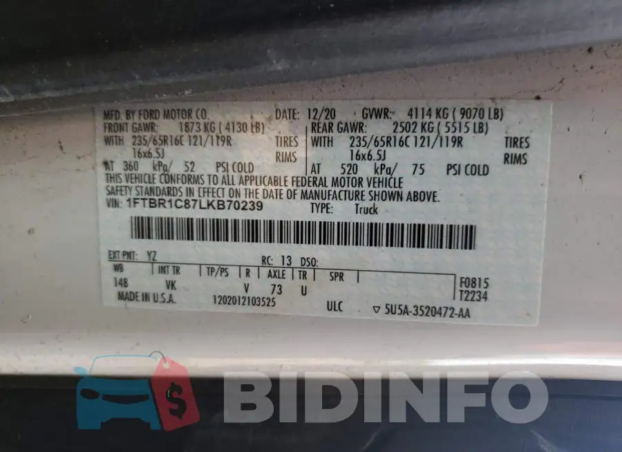 1FTBR1C87LKB70239 Photo# 12