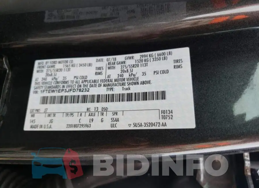 1FTEW1EP3JFD78232 Photo# 10