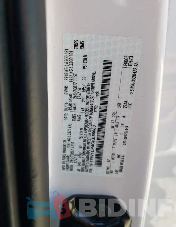 1FTEW1EP4GKE56680 Photo# 12