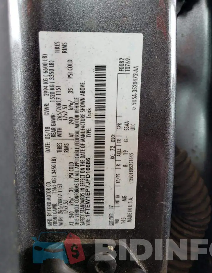 1FTEW1EP7JFD16686 Photo# 12