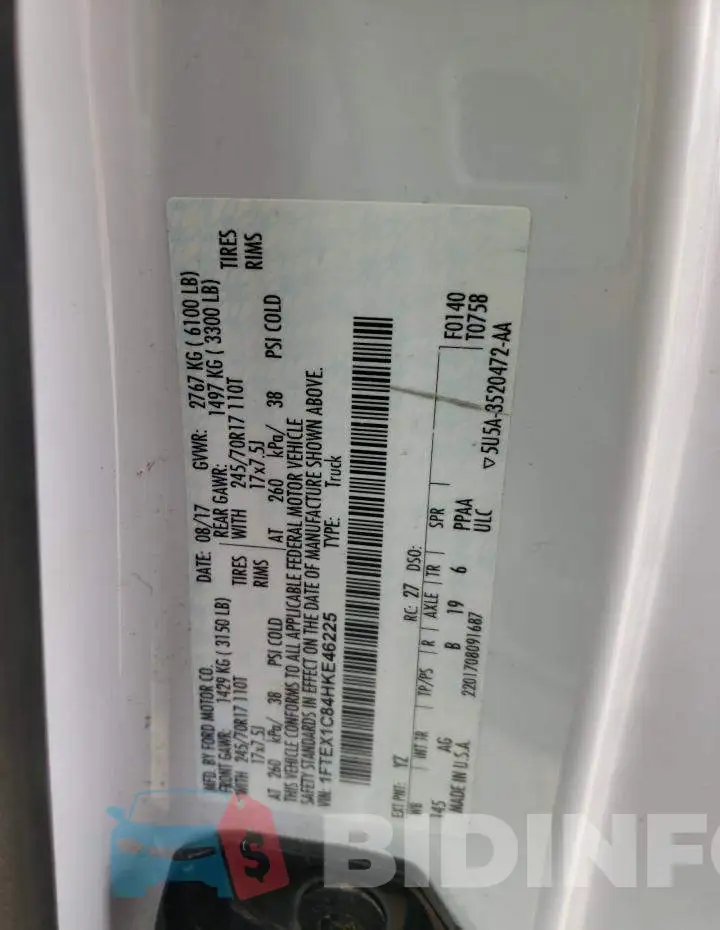 1FTEX1C84HKE46225 Photo# 12