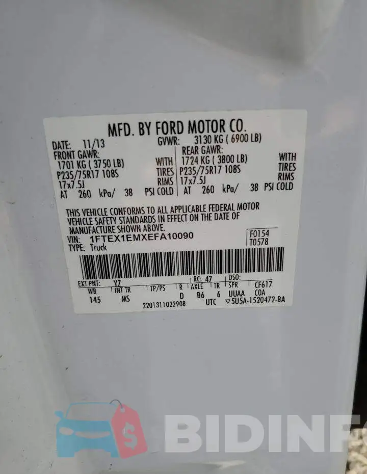 1FTEX1EMXEFA10090 Photo# 12