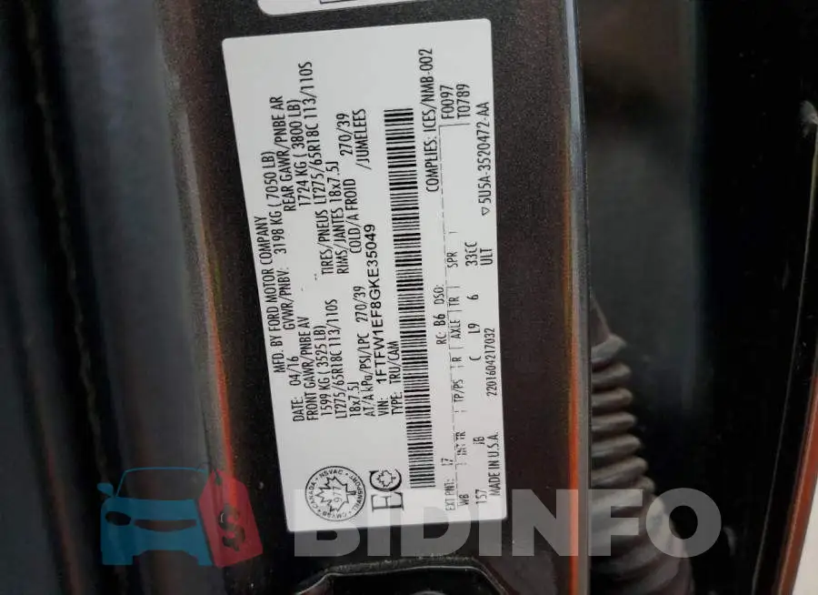 1FTFW1EF8GKE35049 Photo# 12