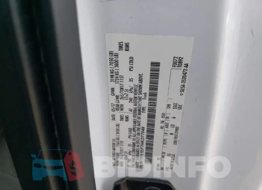 1FTFX1EF7HKD77949 Photo# 13