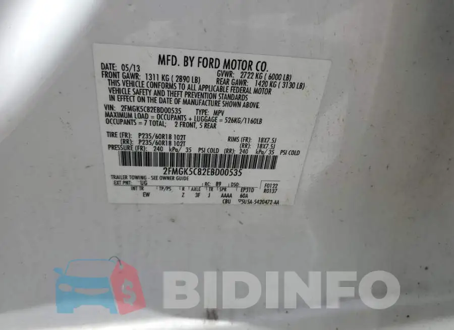 2FMGK5C82EBD00535 Photo# 14