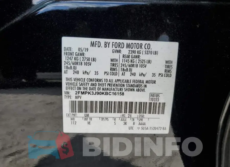 2FMPK3J90KBC16158 Photo# 12