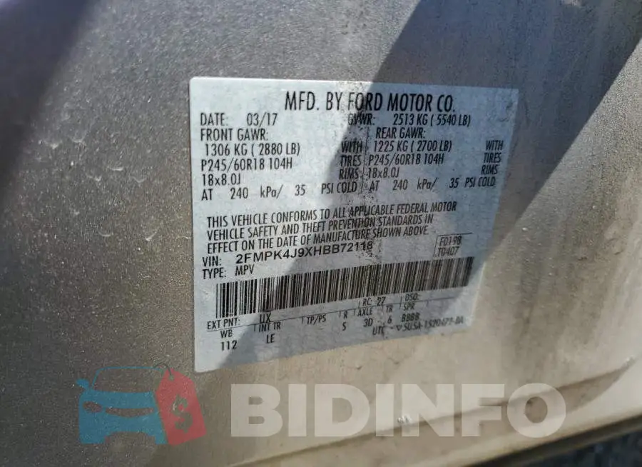2FMPK4J9XHBB72118 Photo# 12