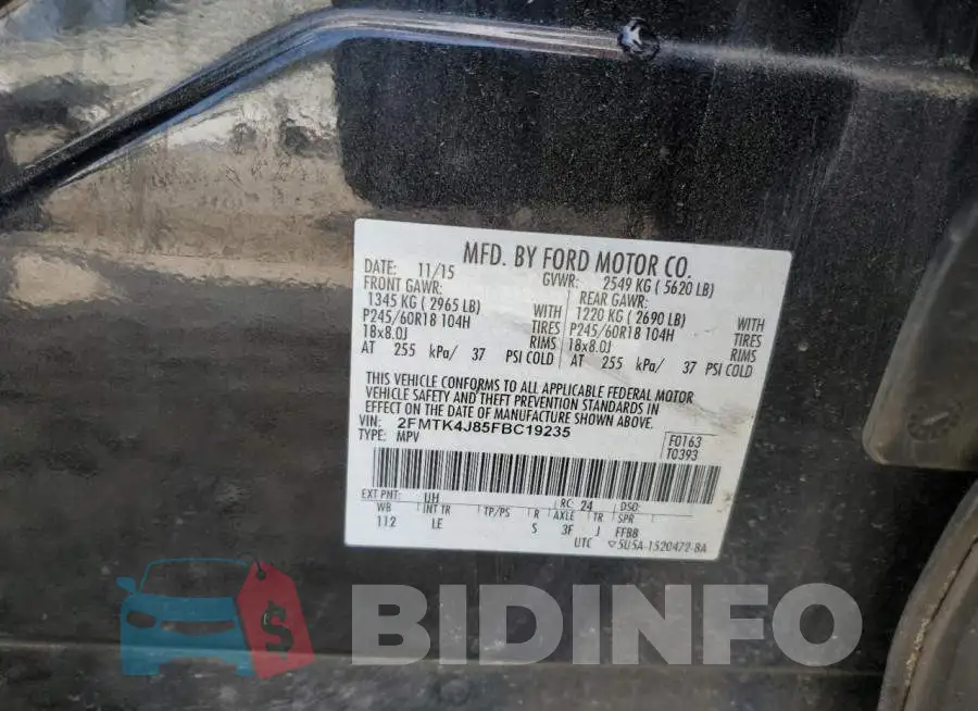 2FMTK4J85FBC19235 Photo# 13