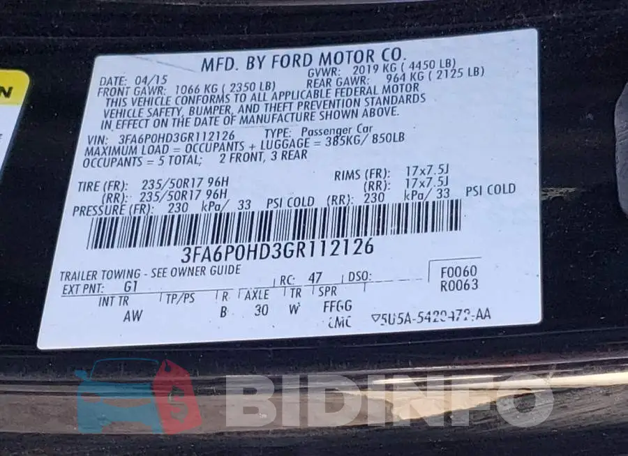 3FA6P0HD3GR112126 Photo# 13