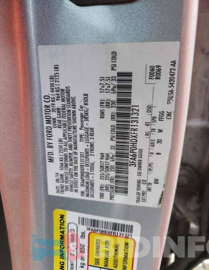 3FA6P0HDXFR131321 Photo# 12