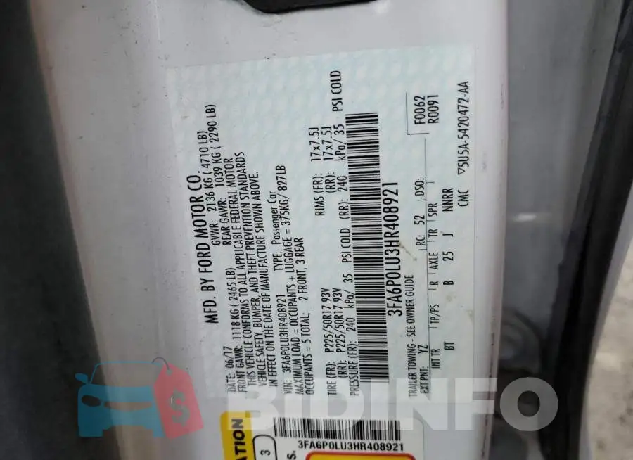 3FA6P0LU3HR408921 Photo# 12