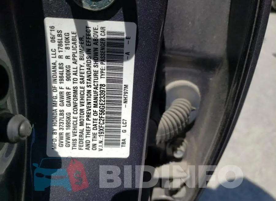 19XFC2F56GE233978 Photo# 13