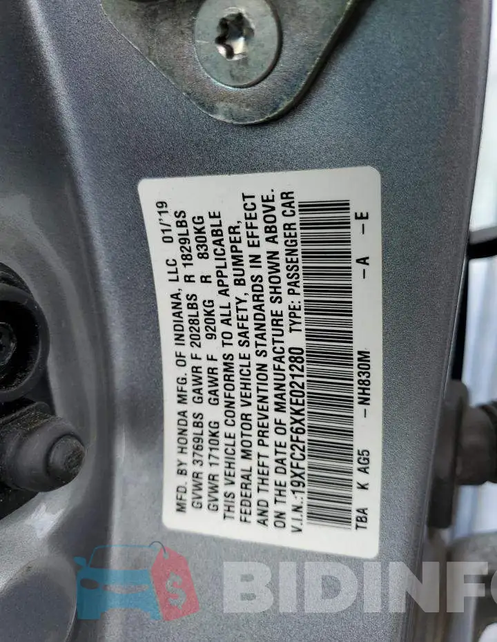 19XFC2F6XKE021280 Photo# 12