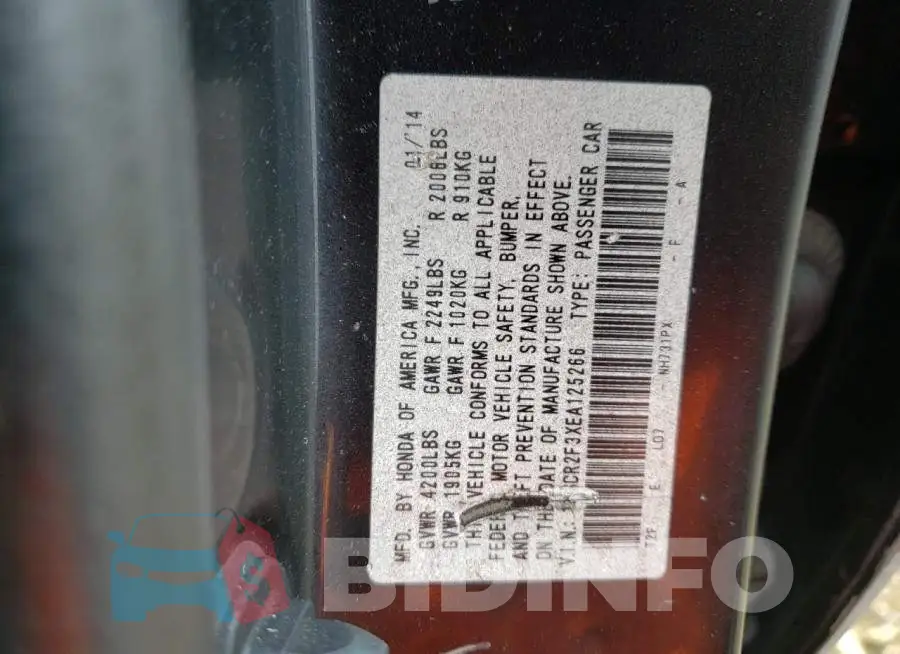 1HGCR2F3XEA125266 Photo# 12