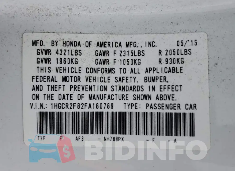 1HGCR2F82FA180789 Photo# 12