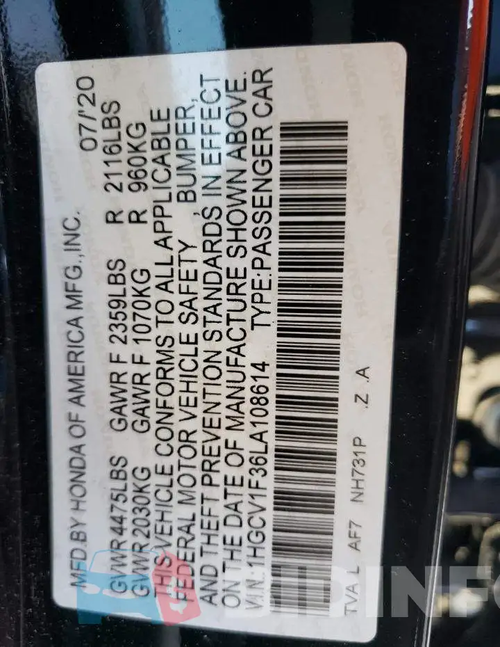 1HGCV1F36LA108614 Photo# 12
