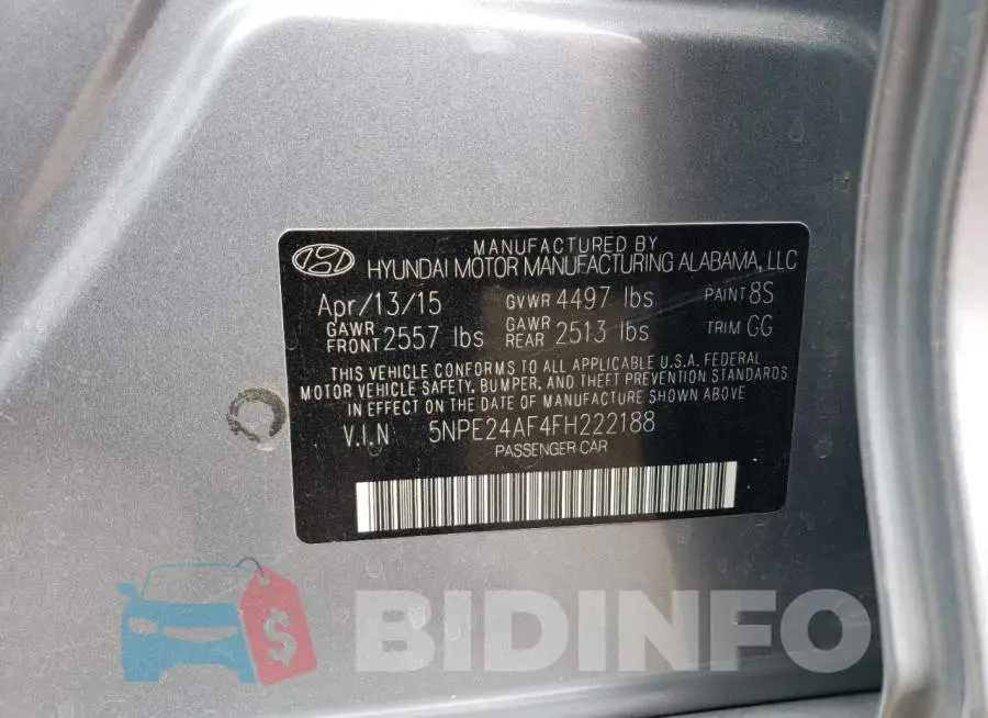5NPE24AF4FH222188 Photo# 12